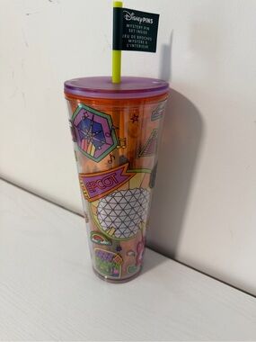 NEW Disney Parks Disney World Epcot Starbucks Tumbler with mystery pin set